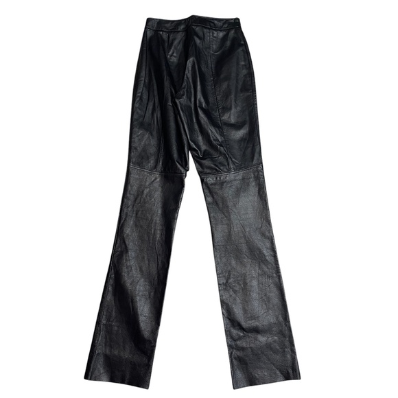 Black Straight Leg Leather Pants - Picture 6 of 6